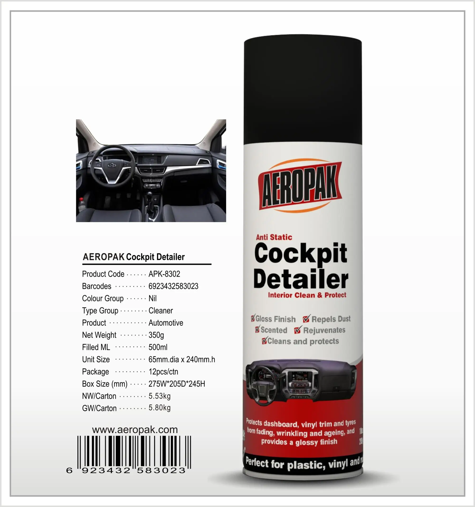 AEROPAK auto COCKPIT DETAILER wax