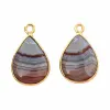 Crazy Lase Agate 12x16mm Pear shape Gemstone Charms Gold Plated 925 Sterling Silver Connector and Charms pendant stone