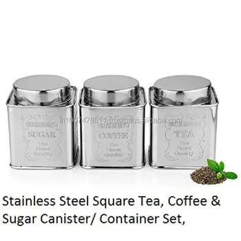 Stainless Steel Engraved Tea Coffee Sugar Cads Stainless Steel Engraved Tea Coffee Sugar Cads