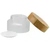 Cheap Wholesale Empty Clear Glass Cosmetic Jars Containers with Bamboo Lids for Samples and Storage