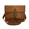 Small Vintage Handmade Genuine Brown Leather Genuine Unisex Bag