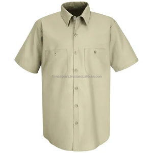 Men's Solid Color Short Sleeve Industrial Work Shirt Men's Solid Color Short Sleeve Industrial Work Shirt