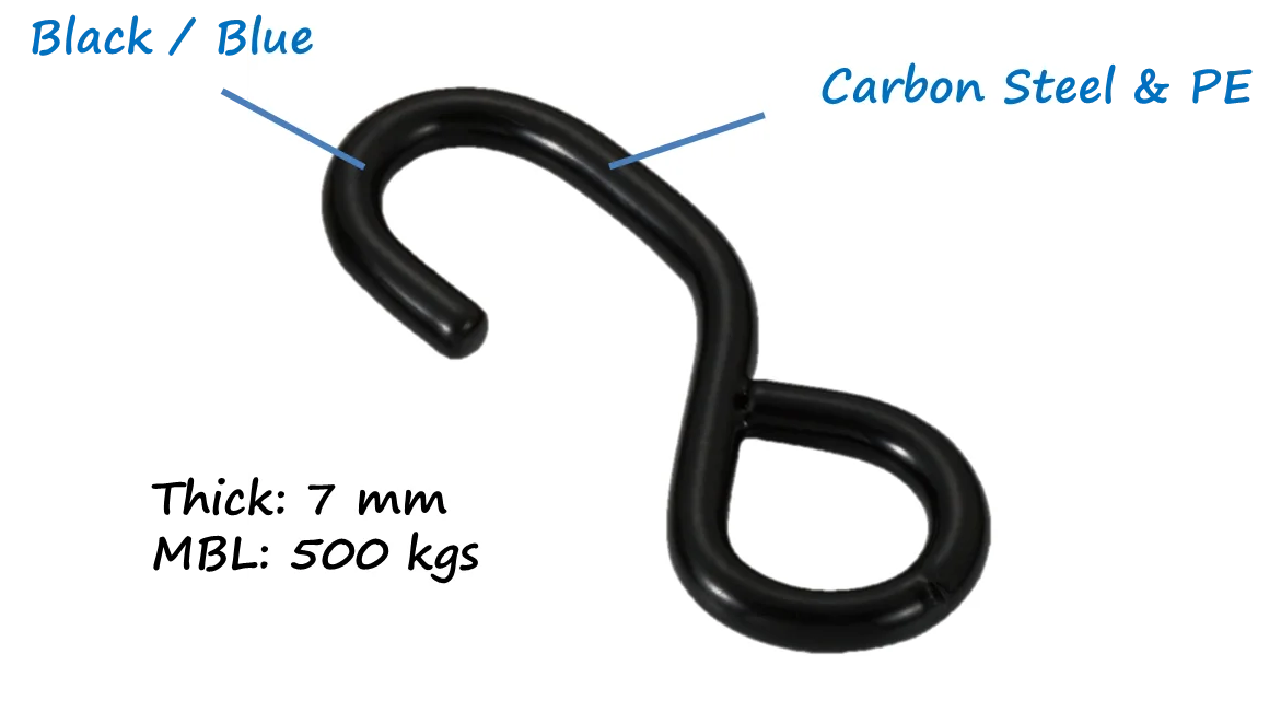 tow strap tie down PE safety bulk black s hooks