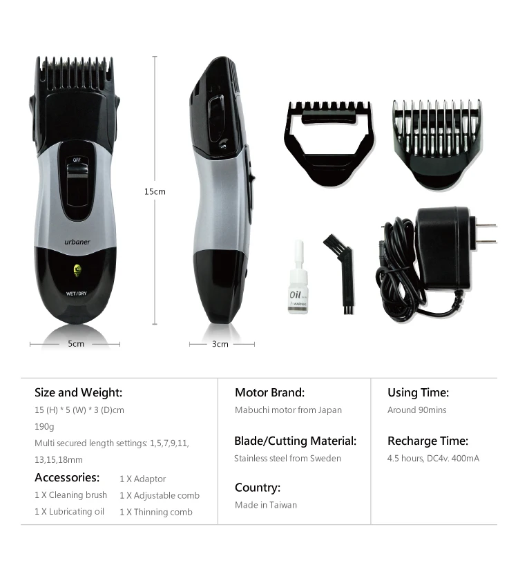 Hair Removal Clipper Waterproof Type【URBANER】MB-333