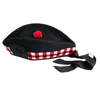 Black Red & White Diced Glengarry Hat 100% Pure Wool Classic Scottish Design