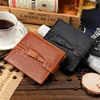 newest models, high-quality, men's Genuine Leather, short section, dark button,money clip purse wallet Crocodile pattern