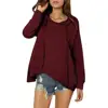 Casual Lace Up Long Female Hoodies Sleeve Pullover Sweatshirts