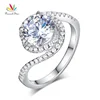 Twist Curl 925 Sterling Silver Wedding Engagement Ring 2 Ct Promise Anniversary Accept Drop Shipping