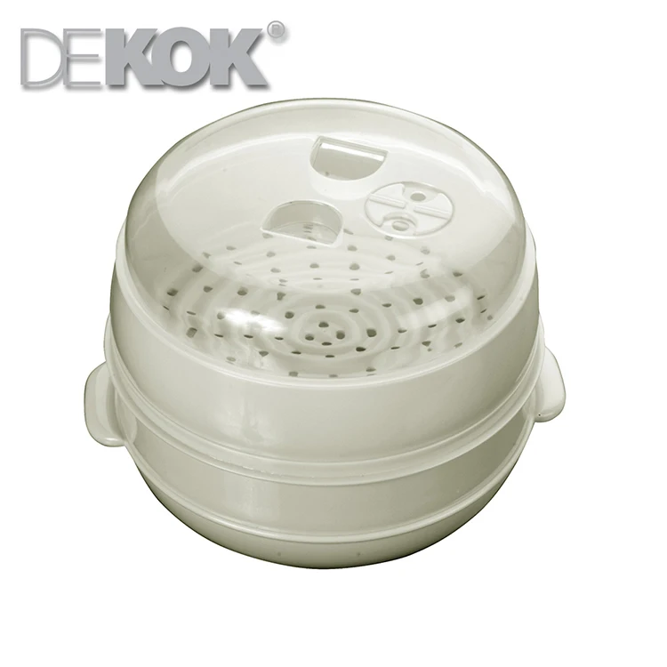 High Quality Round Plastic Microwave Steamer Set / 2 Steamers In 1 Set
