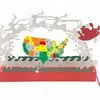 Santa Sleigh Flying on United State Sky (Happy New Year and Xmas) 3D Pop Up Cards Vietnam