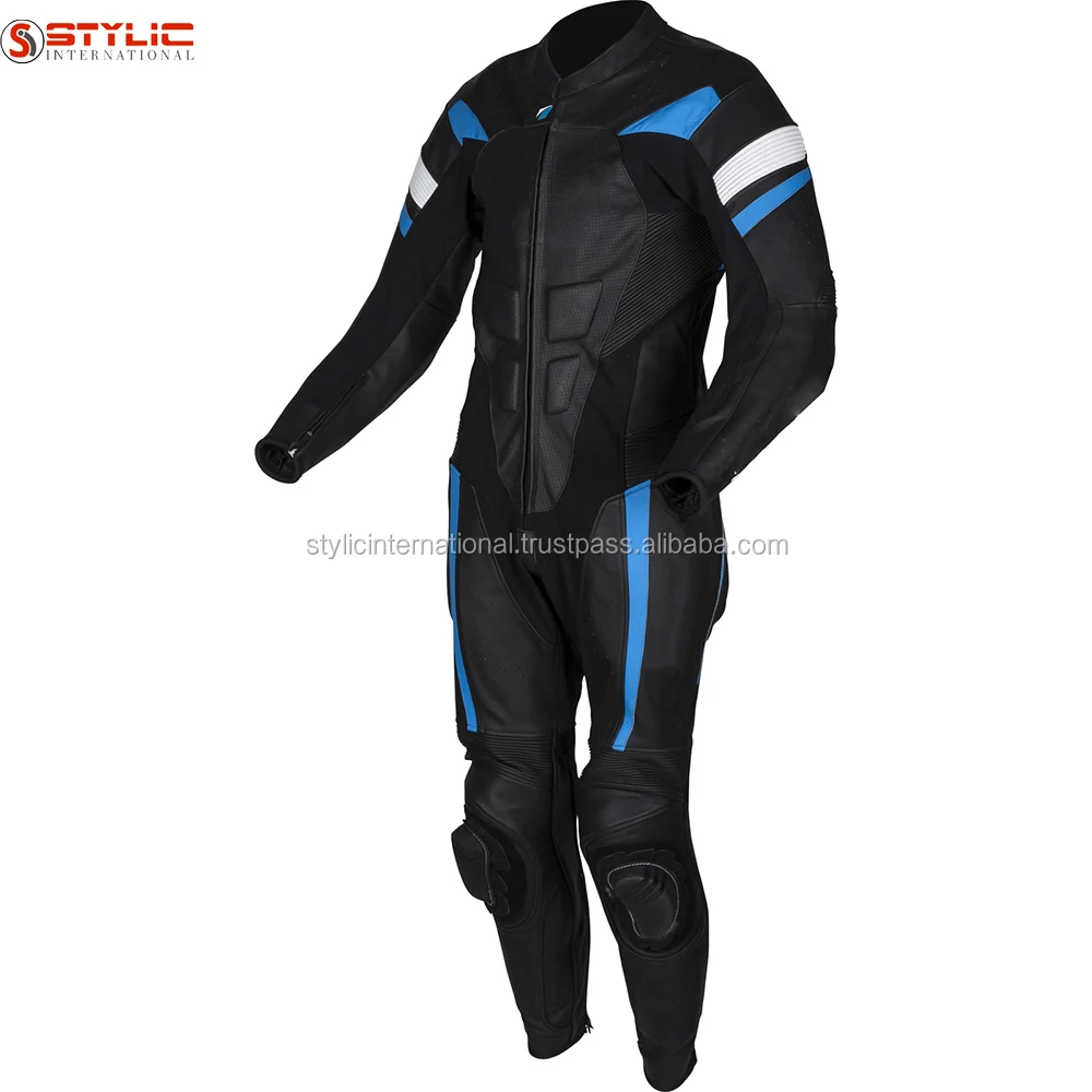 Black Color Leather Motorbike Drag Racing Suits/ Cow Hide Bike Racing