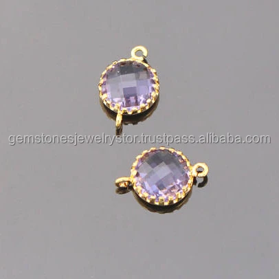 Jewelry Supplies, Silver Glass Pendant, Amethyst Hydro