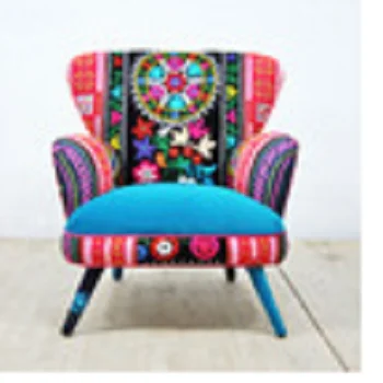 Indian Style Colorful Hand Made Embroidery Handwork Sofa Chair Kantha Patchwork