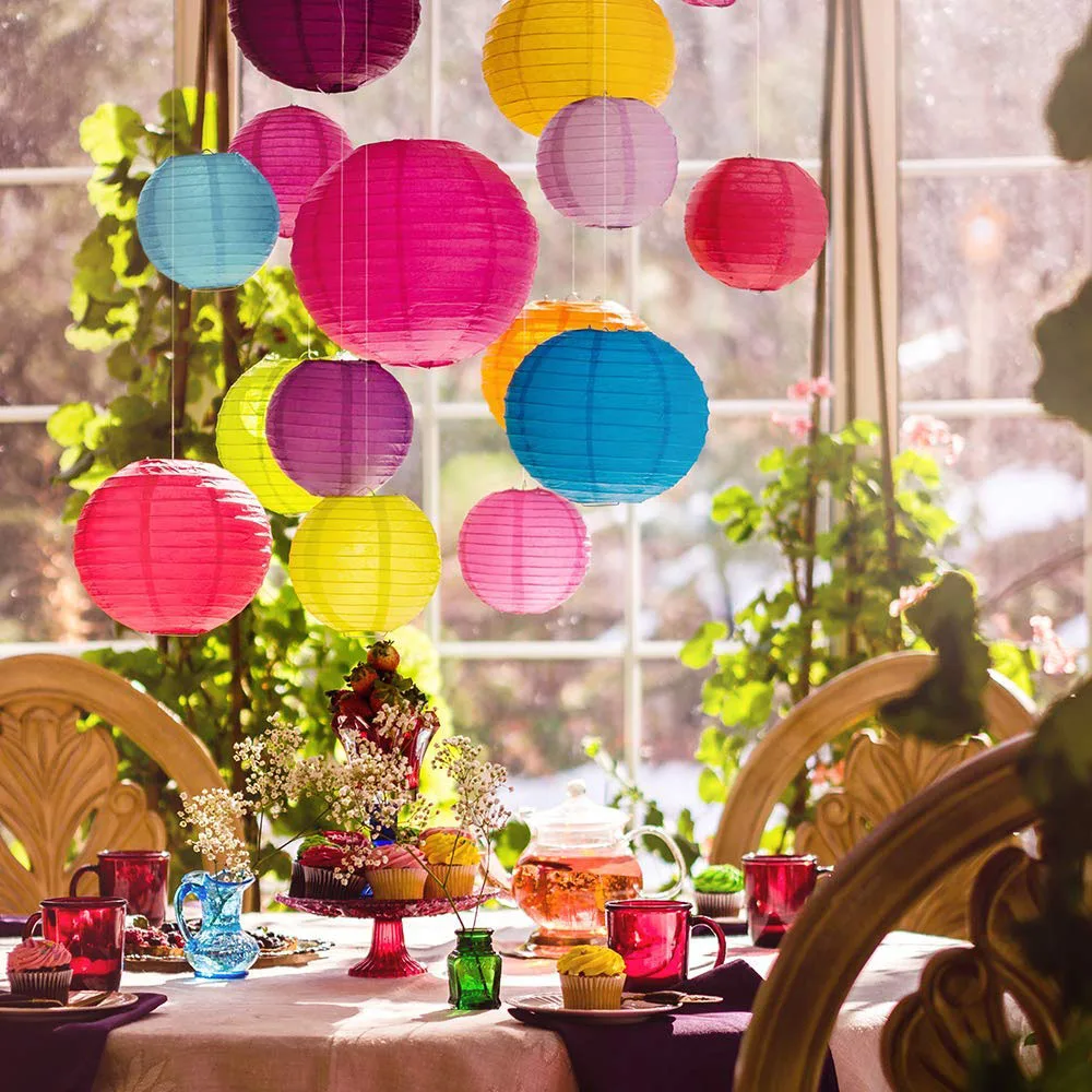 colorful hanging paper lanterns