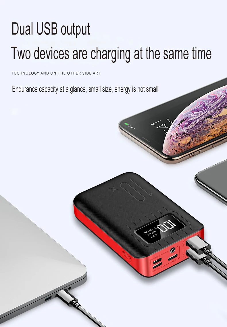 2020 hot LOGO KD-261 Mini 10000mAh 3 Inputs & 2 Outputs Mobile Charger High Quality Free LOGO Customized Power Bank - ANKUX.COM