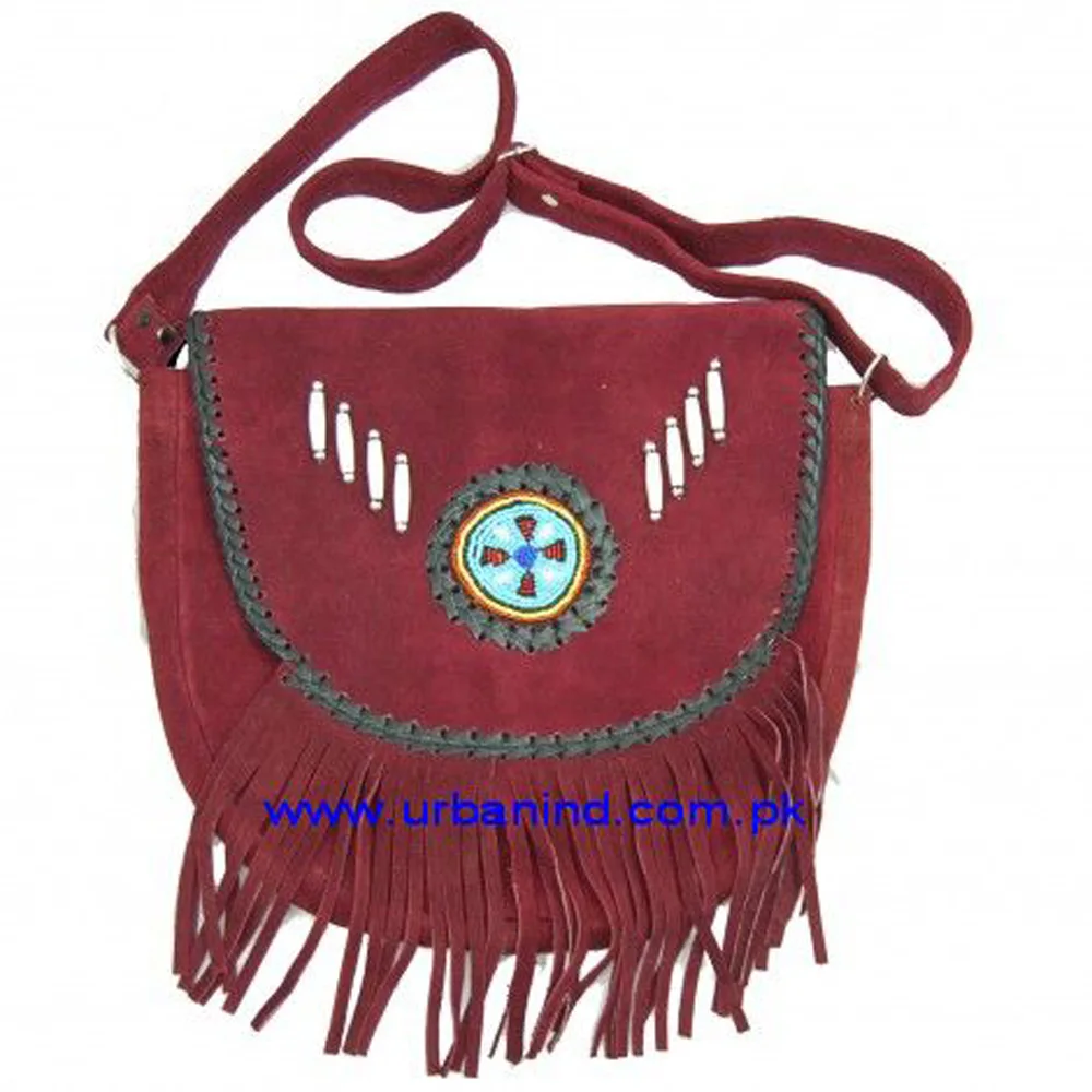 Handmade Western Style Real Suede Leather Beaded Ladies Shoulder Bag ...