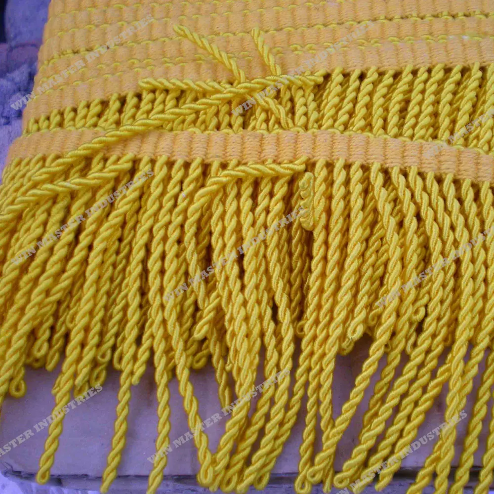 Twisted Tassel Trim Fringe Gold Metallic Bullion Fringe Tassels