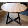 Industrial & vintage iron metal & solid wood round folding dining table