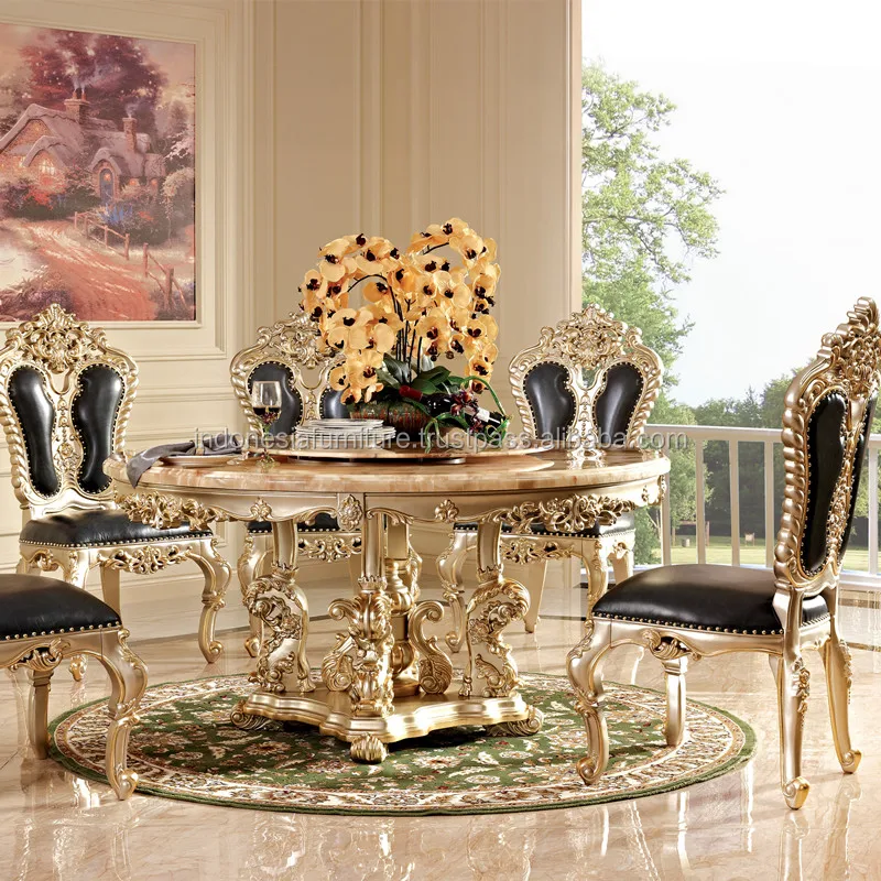 European Marble Round Dining Table Solid Wood And Chair European Marble Round Dining Table Solid Wood And Chair Combination Six Chairs Living Room Furniture Home