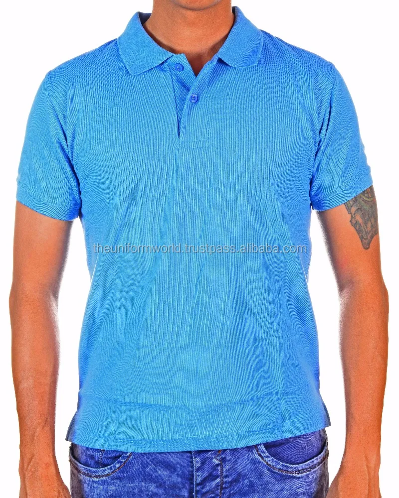 Plain Blue Polo T Shirt Adf795