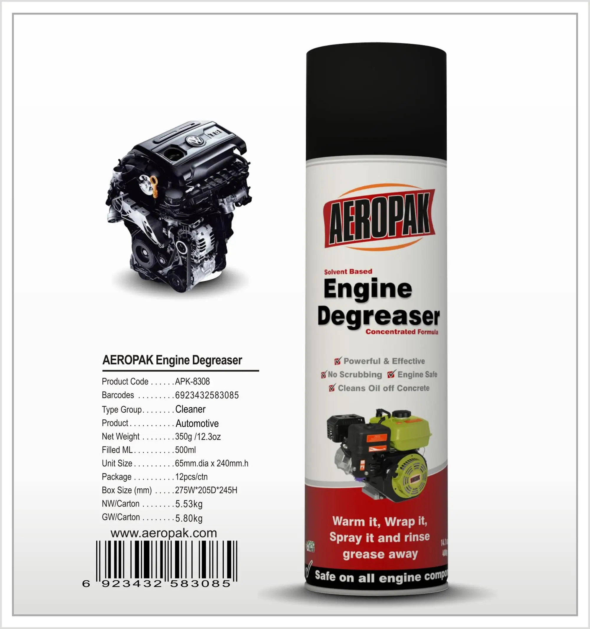 Aeropak Auto Part Cleaner Spray Engine Degreaser