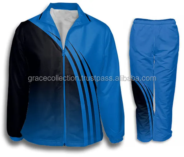 Black Blue Color Contrast Casual Full Sublimation Jogging Tracksuit