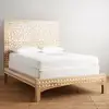 Antique Vintage Rustic Indian Carving High Headboard Bed Carved Headboard Bed