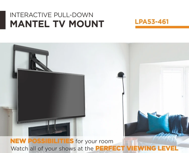 Gas Spring Interactive Pull Down Mantel Fireplace Tv Wall Mount