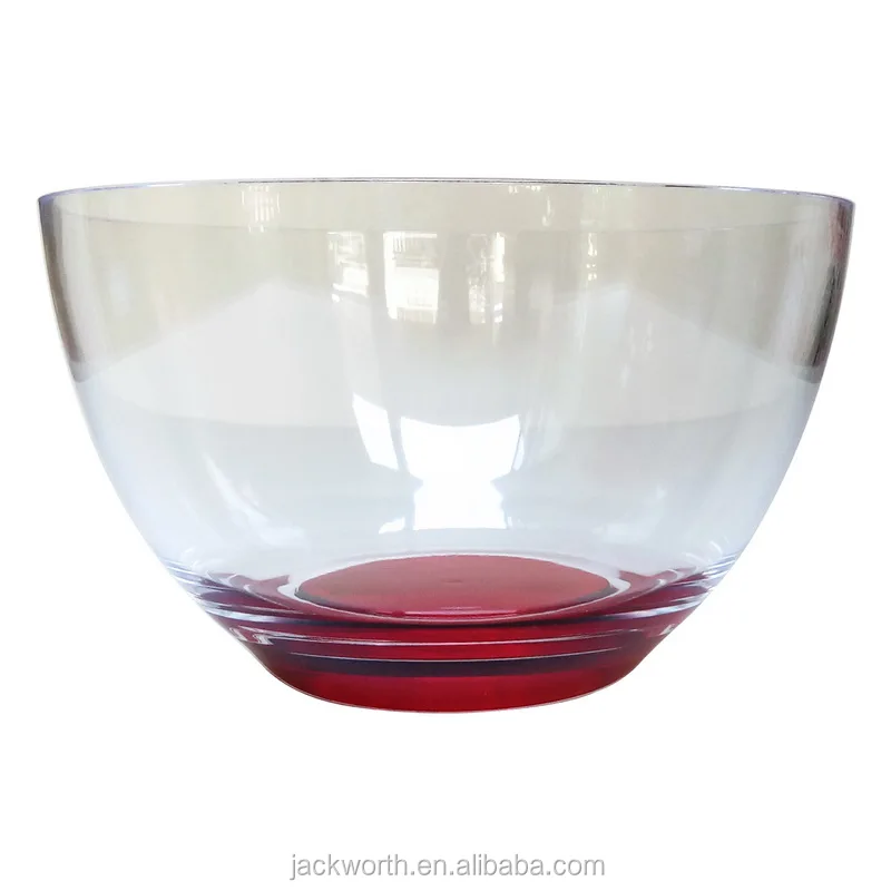 Red And Clear Round Acrylic Salad Serving Bowl - Buy Dinner Salad Bowl ...