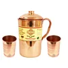 Indian art villa pure copper plain jug with 2 glass set