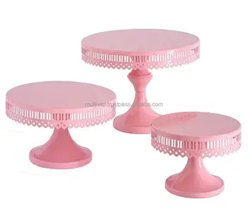 Modern Cake Stands Round Stand For Baby Shower Pink Color Set Modern Cake Stands Round Stand For Baby Shower Pink Color Set Of 3 Pc