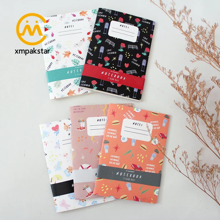 Promotional staple binding soft cover blank composition notebook Korean stationery