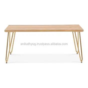 Industrial Hairpin Metal Legs Coffee Table With Brass Finish Legs Coffee Table With Brass Finish