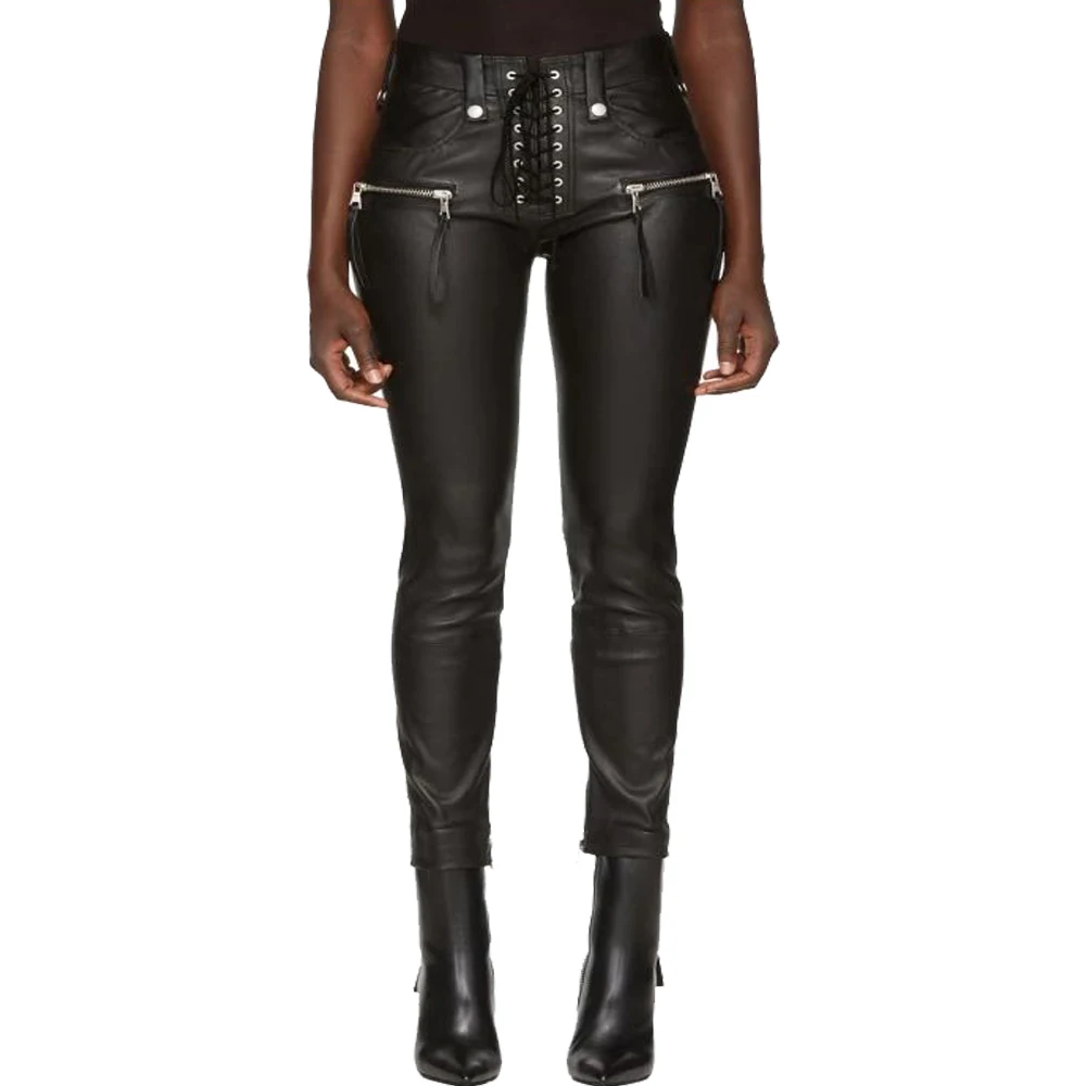 womens black leather pants sale