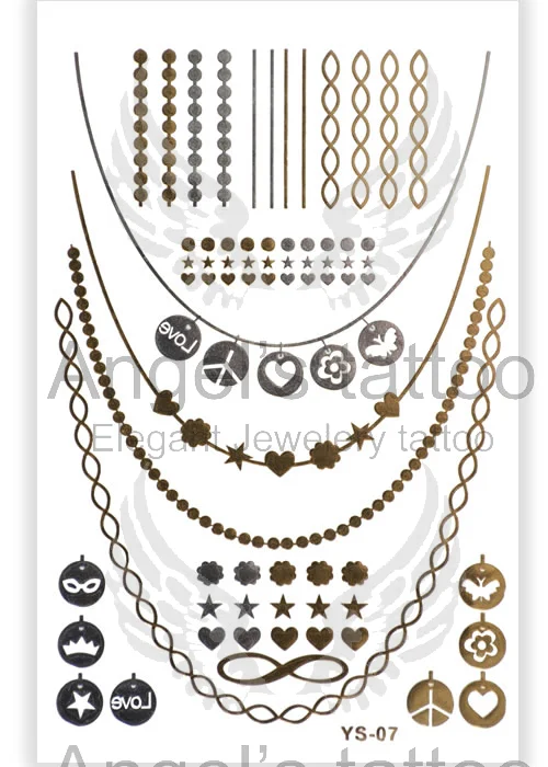 Fashionable Woman Jewelry Alexandra - Flash Metallic Temporary Tattoo - Gold & Silver Color