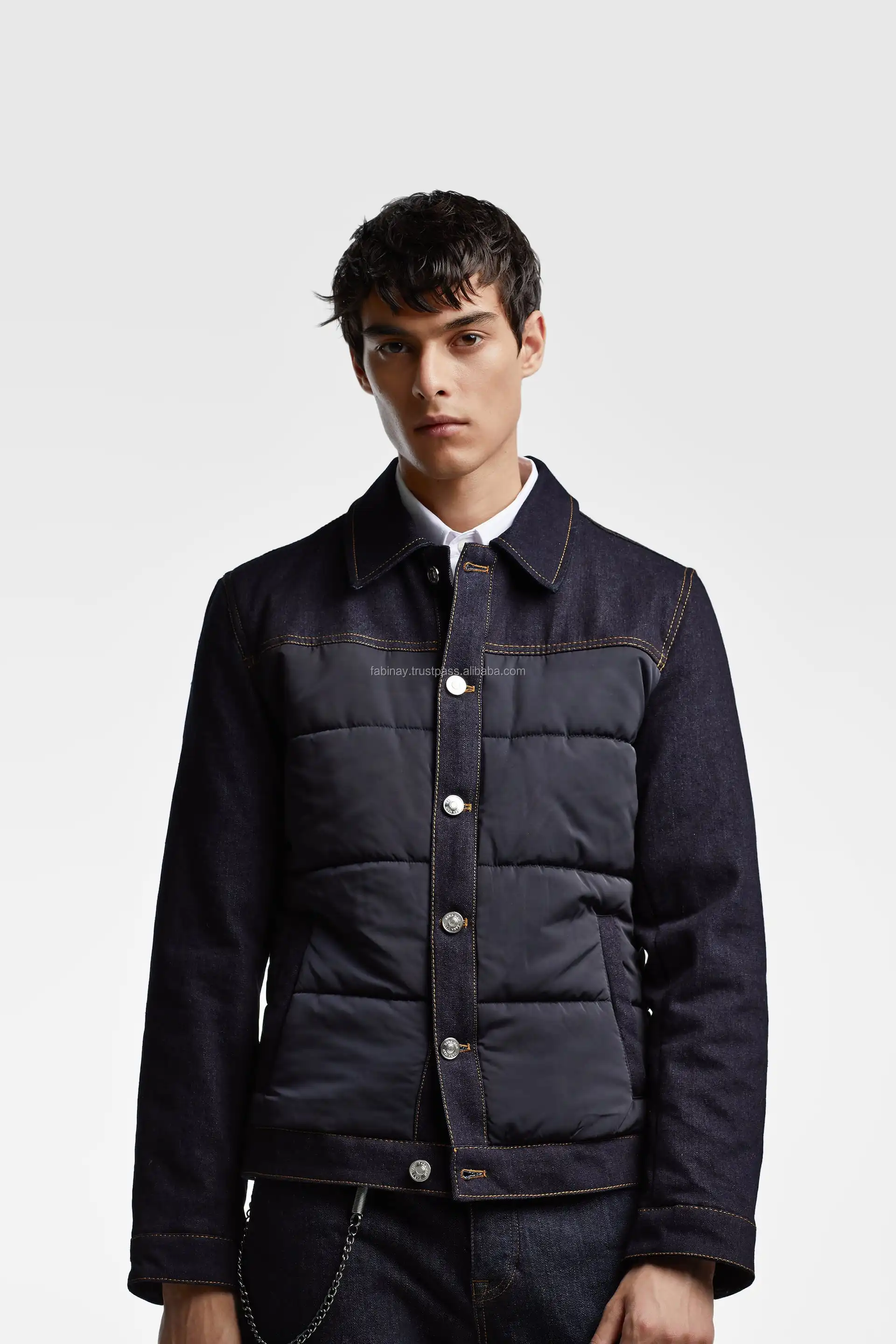 quilted denim jacket details