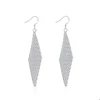 Fashion Silver Net Dangle 70x14mm Earrings Vintage Style Silver Plated Net Kites Shaped Ladies Earrings