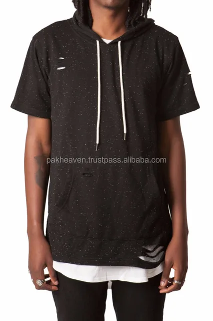 elongated short sleeve hoodie