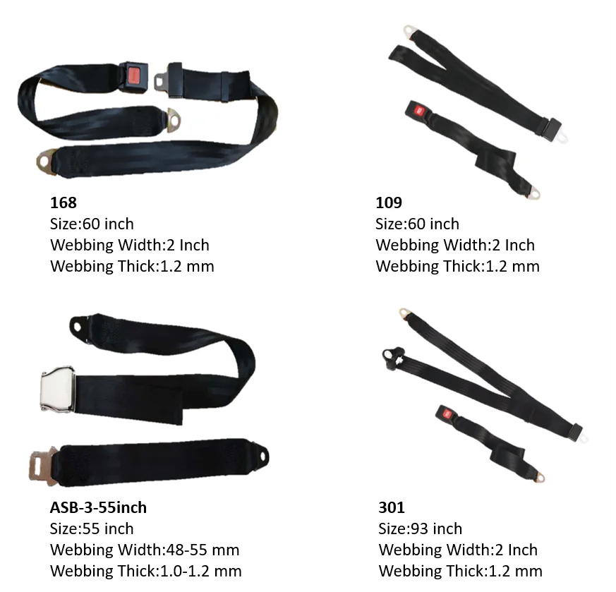 OEM non-retractable 2 points car rear seat belts