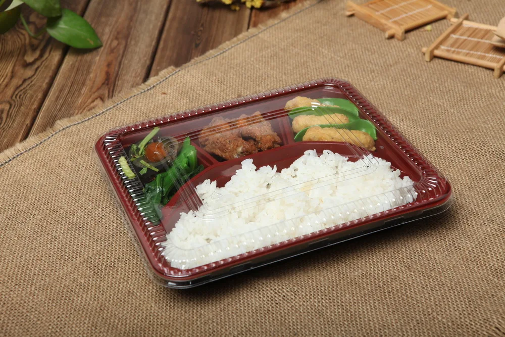 Wholesale 3 compartment pp plastic catering disposable food container