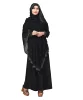 Black Color Silver Diamond Lycra Abaya Burkha With Attached Chiffon Jacket (Koti) And Hijab Scarf For Women
