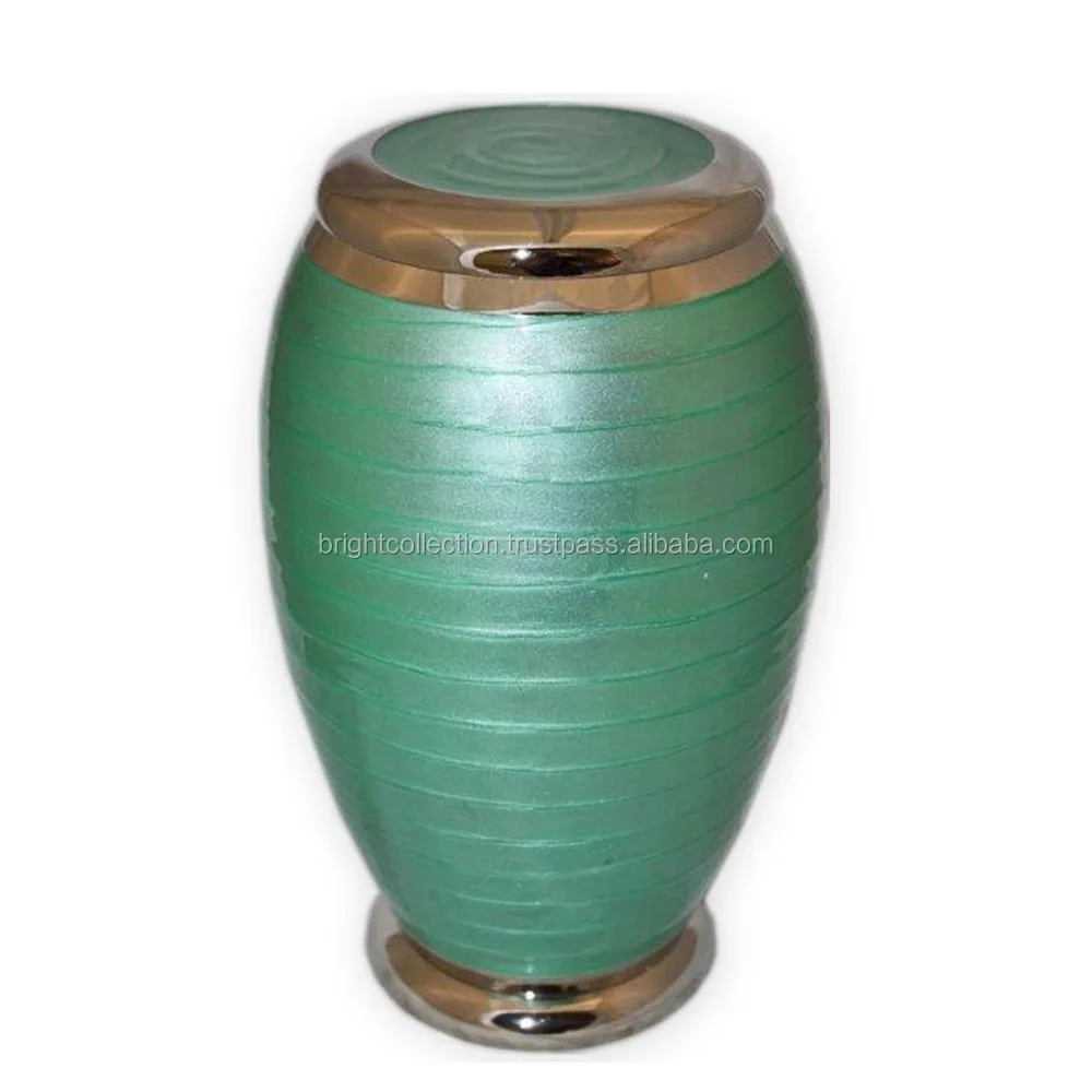 Adult Cremation Urn For Human Ashes Brass Two Band Mother Of Pearl