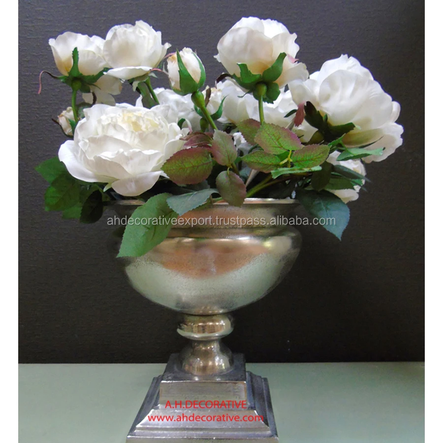 Antique Silver Flower Urn View Metal Vases For Centerpieces A H Antique Silver Flower Urn View Metal