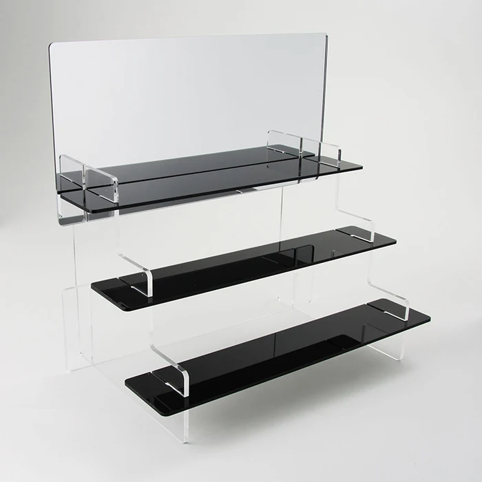 Transparent & Black Acrylic Perfume Display Stand 3tier Lucite
