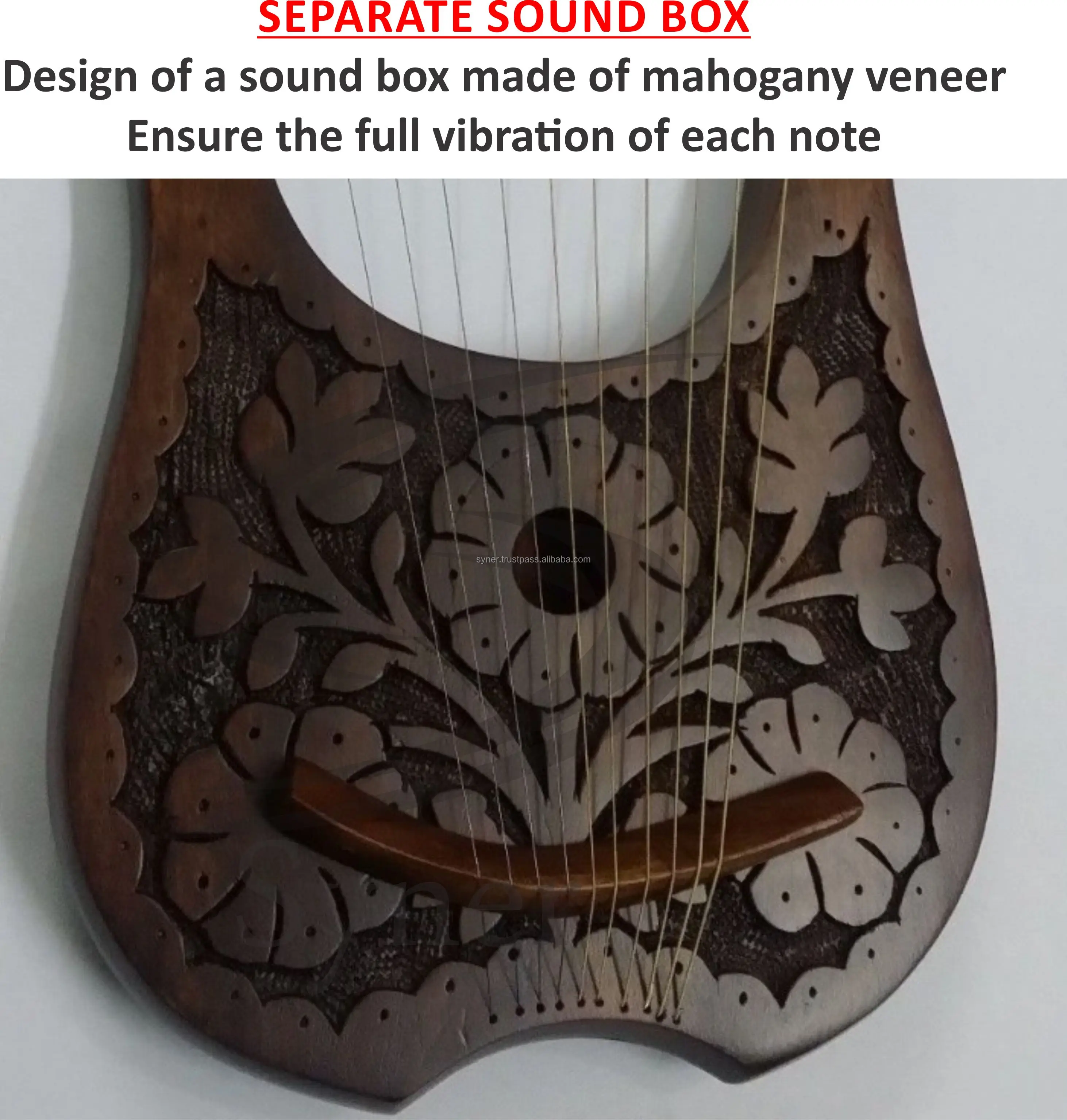 Lyre Harp 10 Strings Handmade Engraved By Rosewood And Maple Wood High