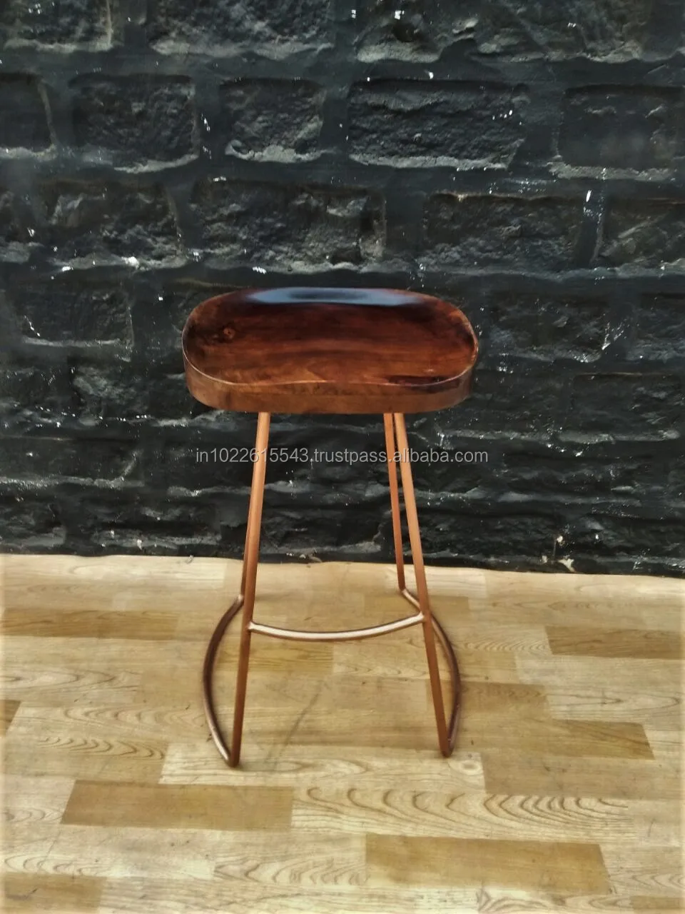 Industrial Vintage Metal & Wood Kitchen Stools,Modern Acacia Wood