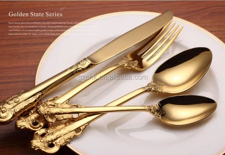 Wholesale Gold Plated Flatware Sets,Bulk Gold Flatware,Wedding Cutlery