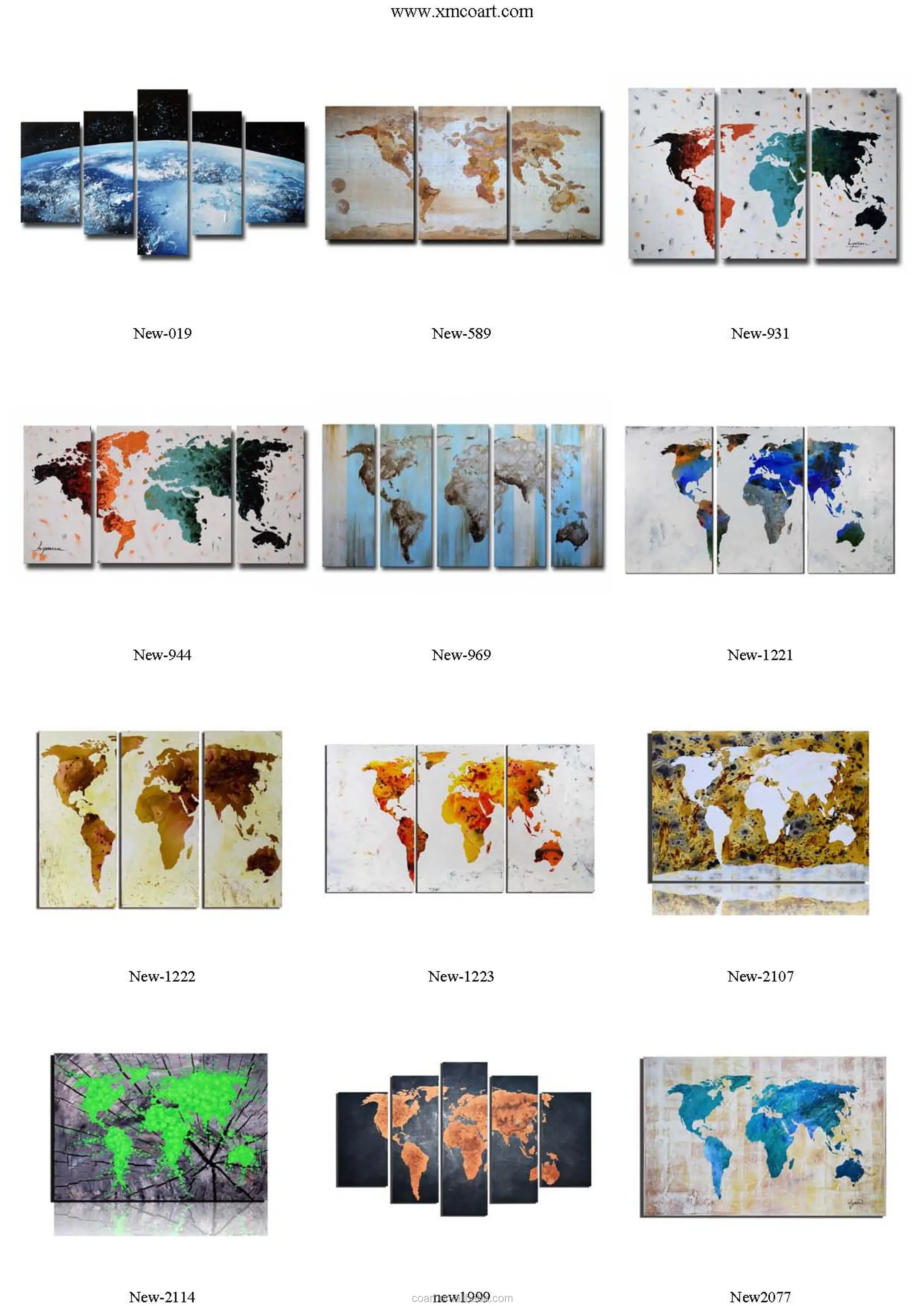 Handmade World Map Office Wall Decoration Pictures Oil Painting
