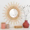 Best seller rattan wall decoration mirror wicker frame round shape handwoven 2019 wholesale