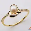 9K, 14K, 18K Gold Freshwater Pearl & CZ Solid gold zircon Ring